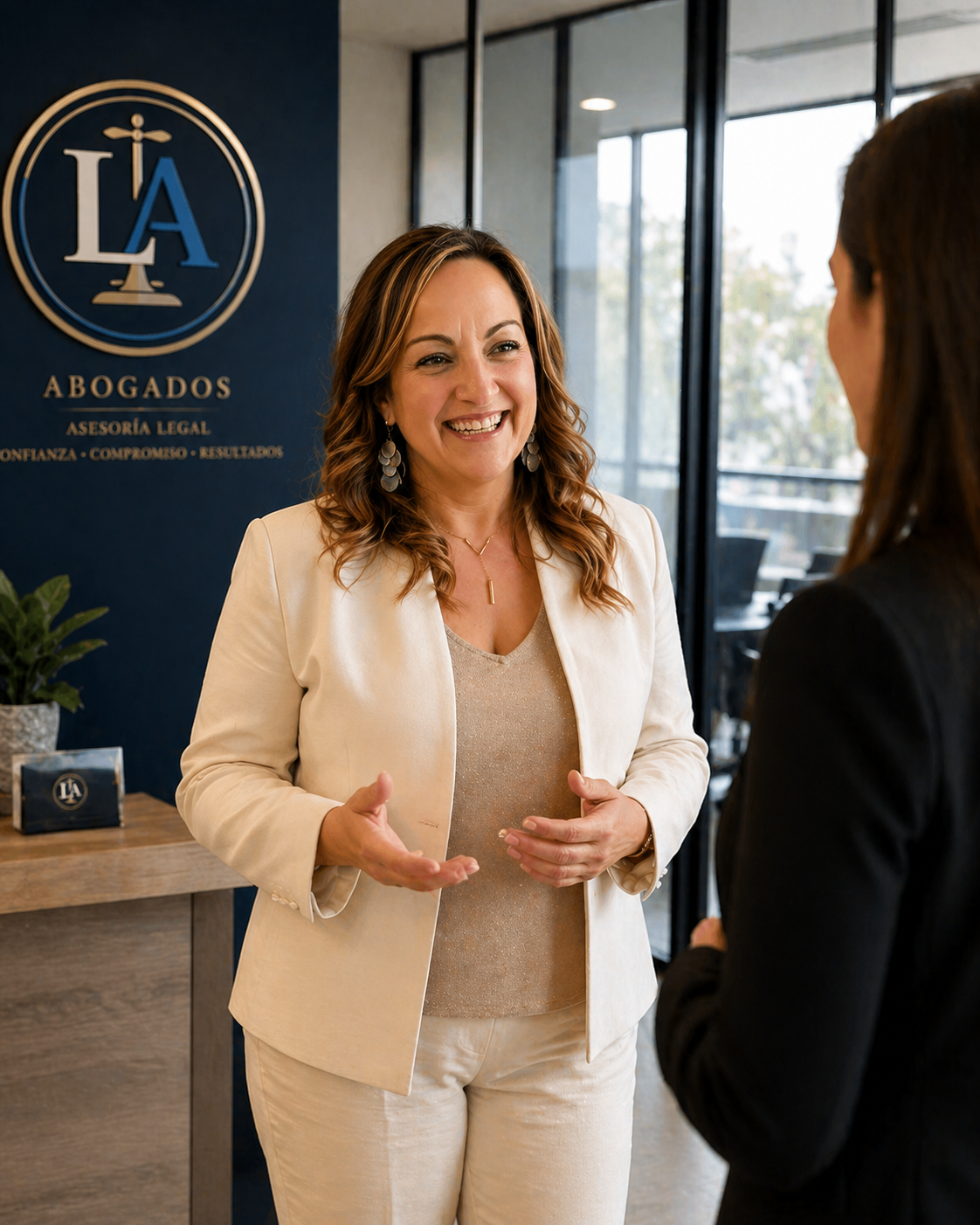 Laura Maria Ariz Lainez atendiendo a una cliente